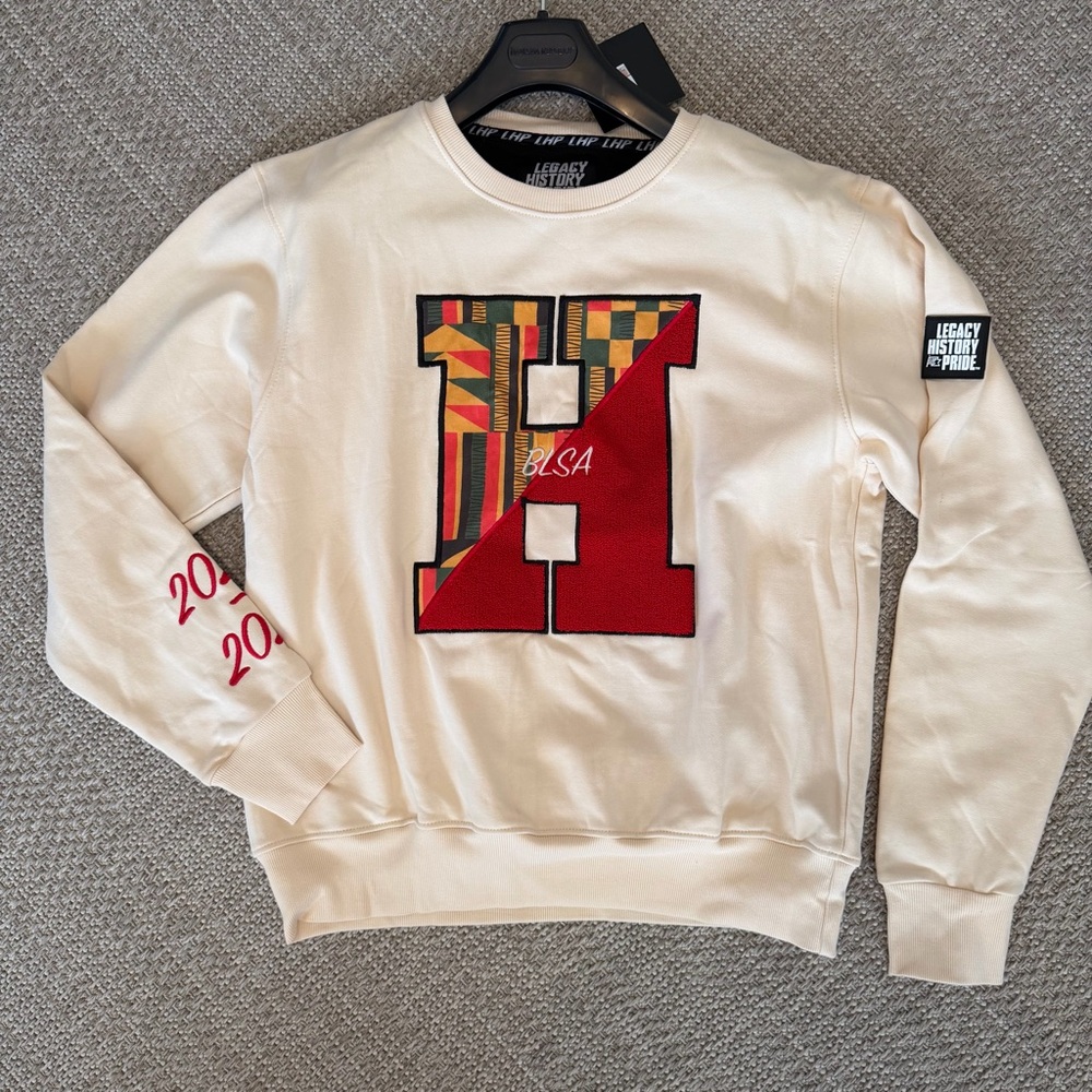 Legacy History Pride Men's Beige Cotton Pullover Sweatshirt L Howard Univeristy